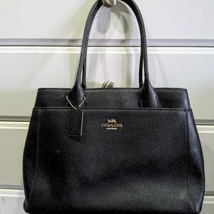 Coach Black Textured Leather Tote